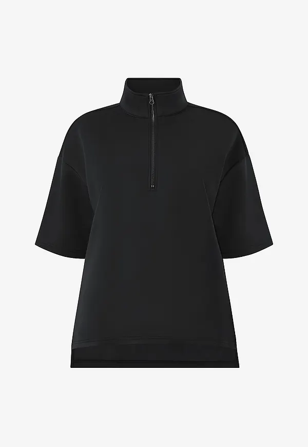Zizzi - Sweatshirt caKatalina 1/2 Zip - Svart