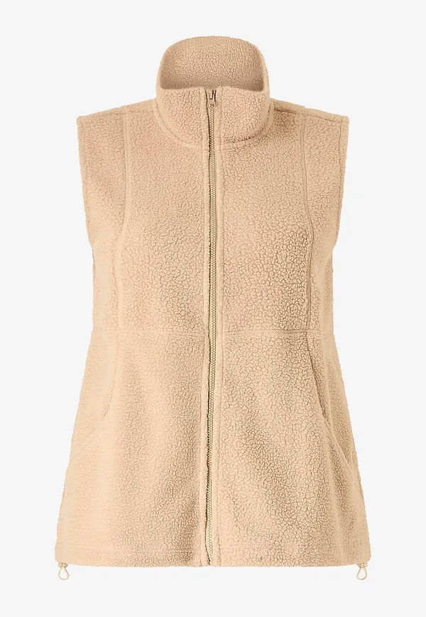 Zizzi - Teddyväst aNilla S/L Waistcoat - Beige