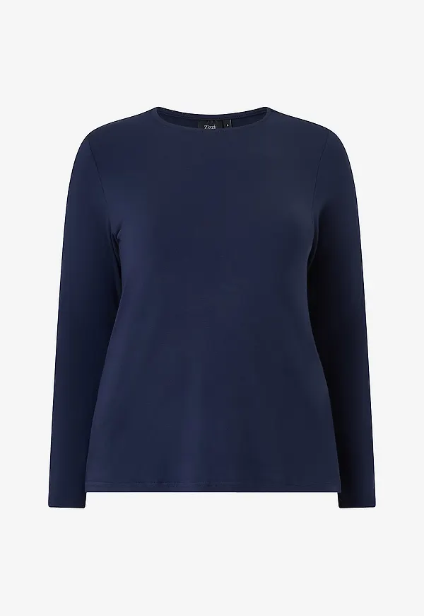Zizzi - Topp Emina, L/S, Blouse - Blå