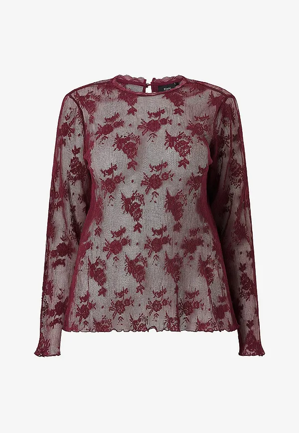 Zizzi - Topp eRosa L/S - Röd