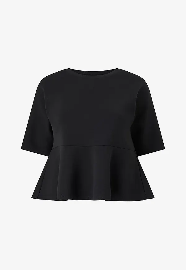 Zizzi - Topp Mariah, 3/4, Blouse - Svart