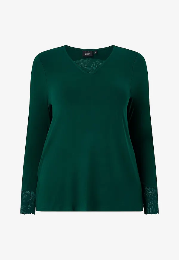 Zizzi - Topp mHali L/S Top - Grön