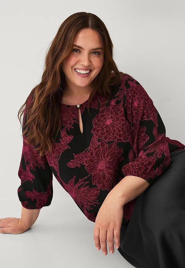 Zizzi - Topp vBella 3/4 Smock Blouse