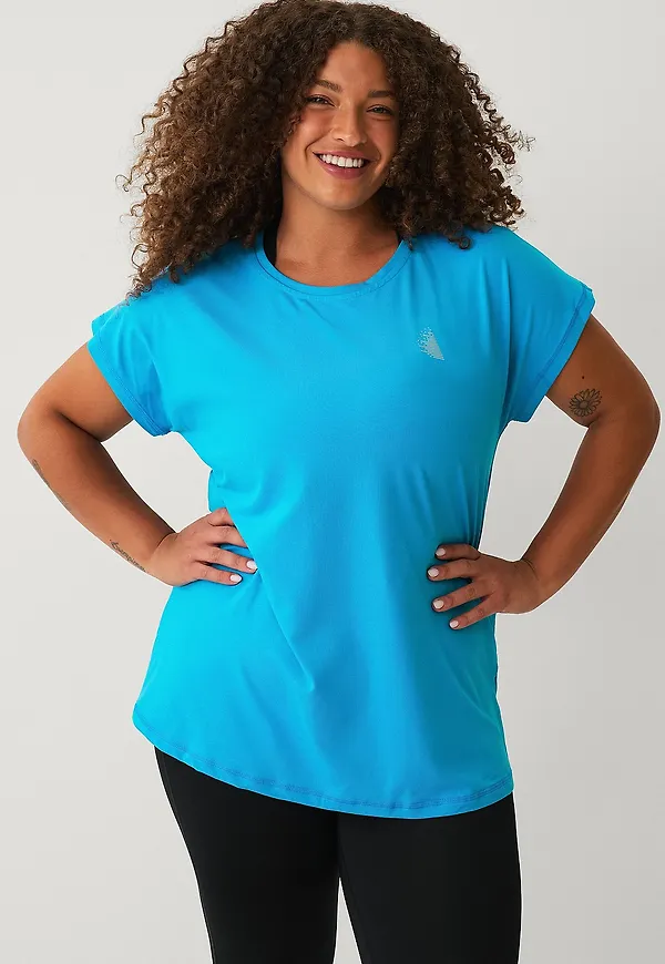 Zizzi - Träningstopp Abasic, O-neck, Tee - Blå