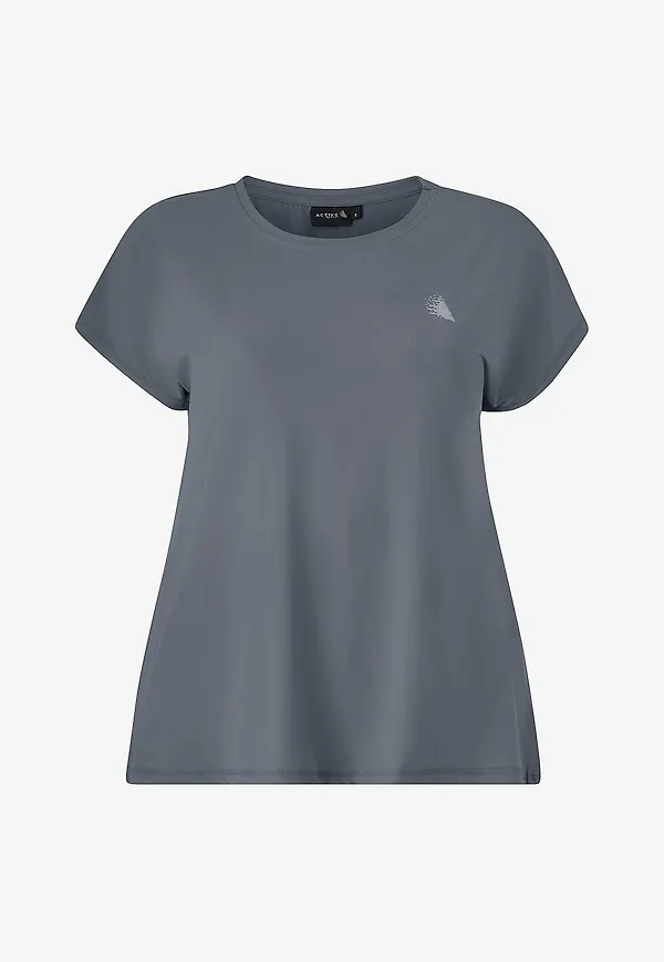 Zizzi - Träningstopp Abasic, O-neck, Tee - Grå