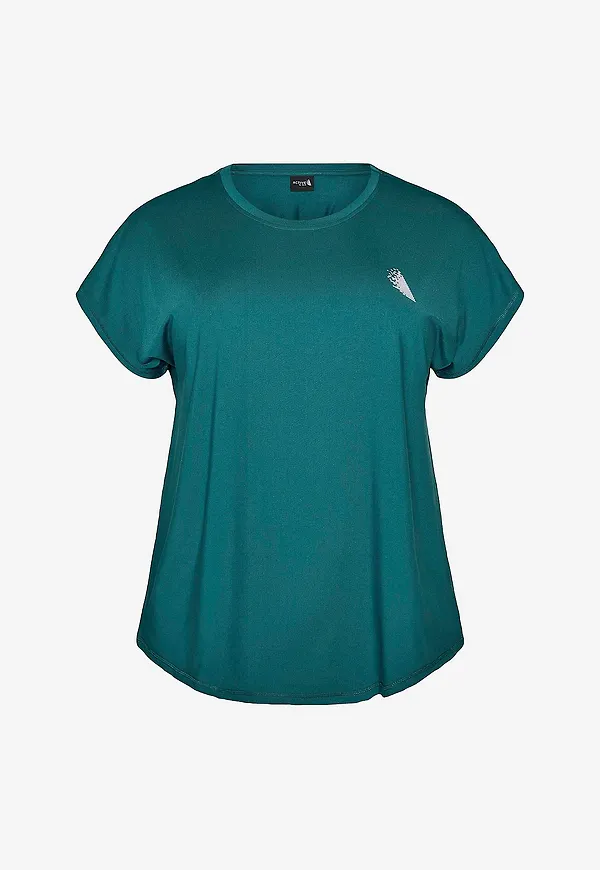 Zizzi - Träningstopp Abasic, O-neck, Tee - Grön