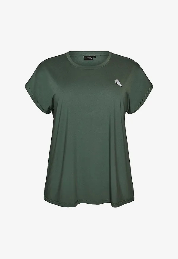 Zizzi - Träningstopp Abasic, O-neck, Tee - Grön