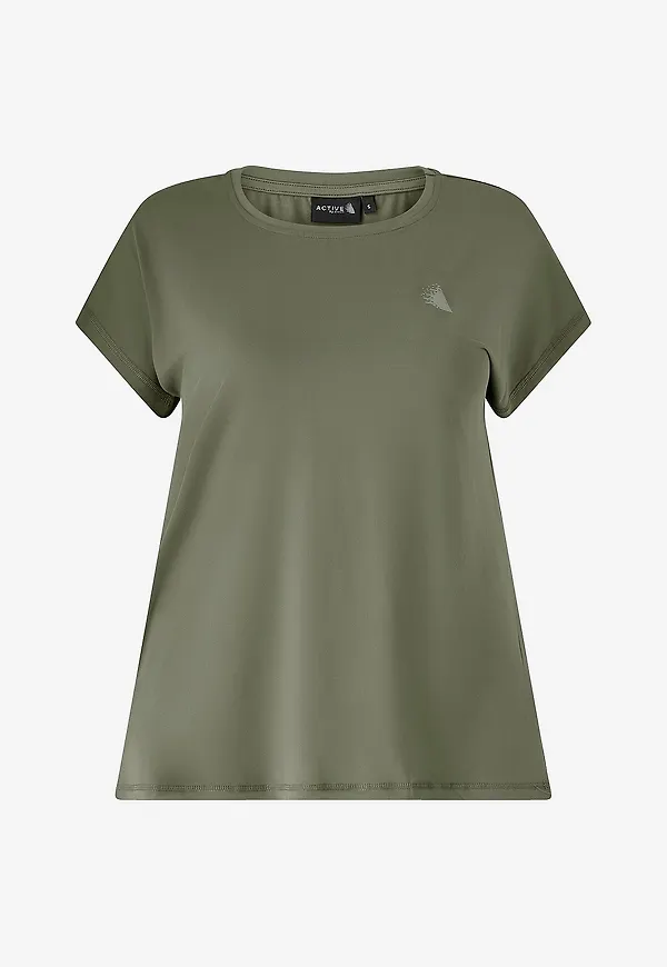 Zizzi - Träningstopp Abasic, O-neck, Tee - Grön