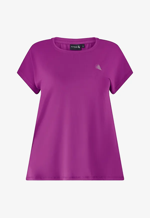 Zizzi - Träningstopp Abasic, O-neck, Tee - Lila