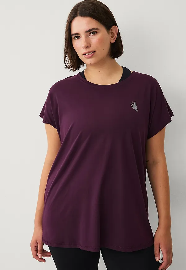 Zizzi - Träningstopp Abasic, O-neck, Tee - Lila