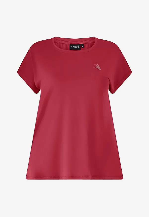 Zizzi - Träningstopp Abasic, O-neck, Tee - Röd