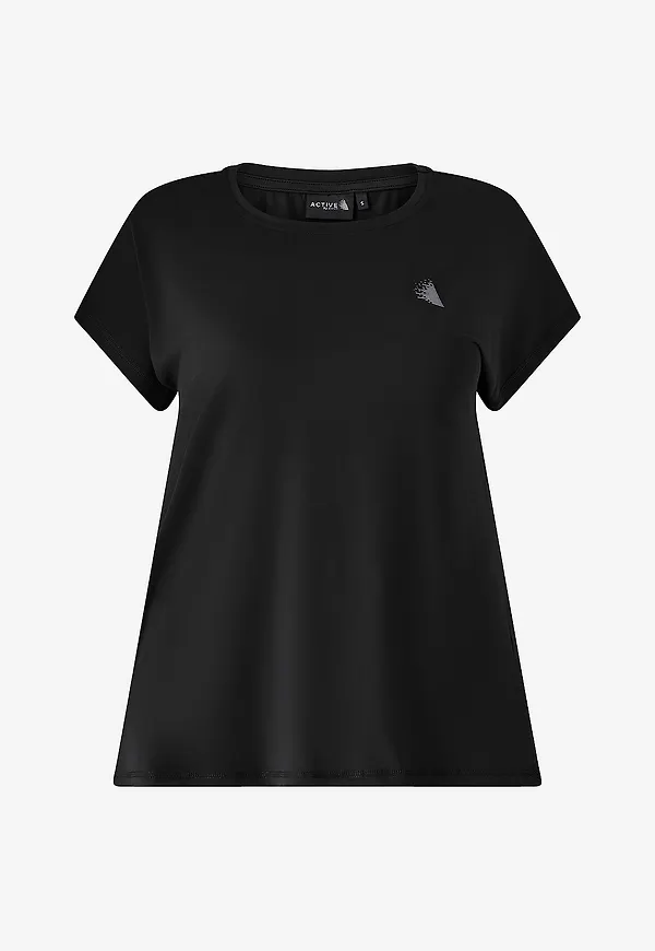 Zizzi - Träningstopp Abasic, O-neck, Tee - Svart