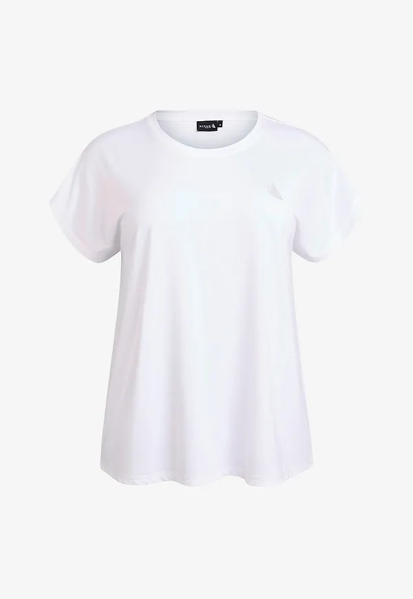 Zizzi - Träningstopp Abasic, O-neck, Tee - Vit