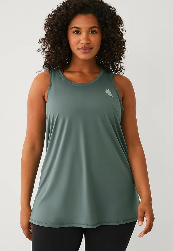 Zizzi - Träningstopp aBasic S/L O-neck Top - Grön