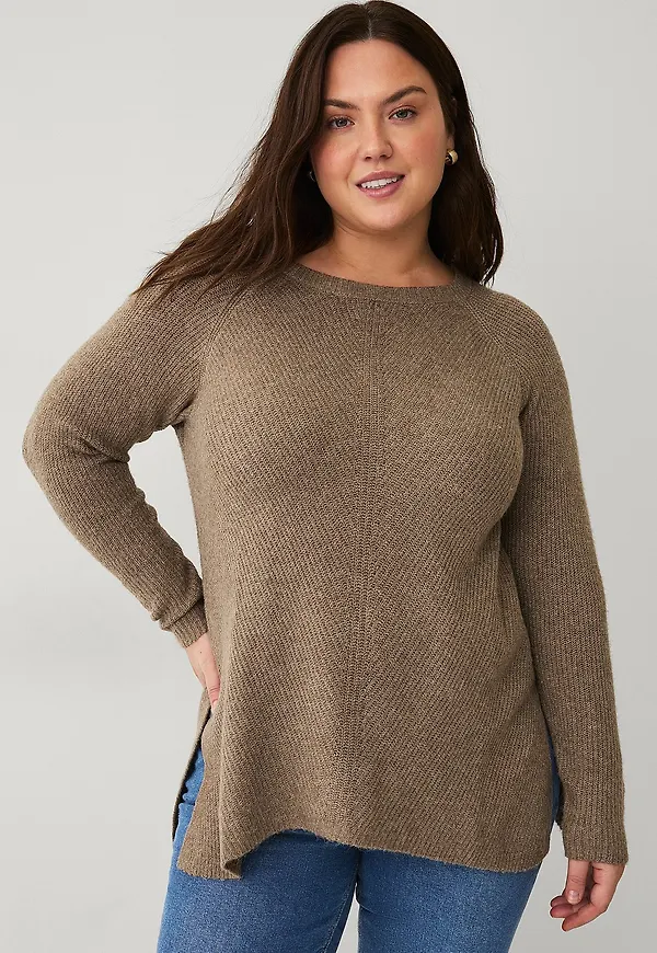 Zizzi - Tröja cAsunny L/S Pullover - Brun