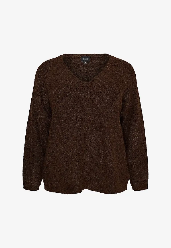 Zizzi - Tröja caVilma L/S Pullover - Brun