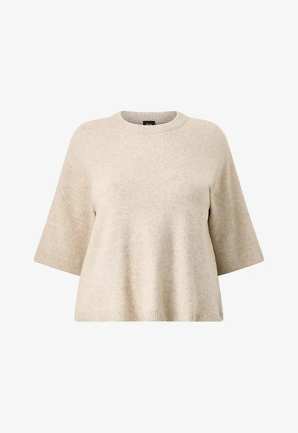 Zizzi - Tröja Cavista S/S Pullover - Beige
