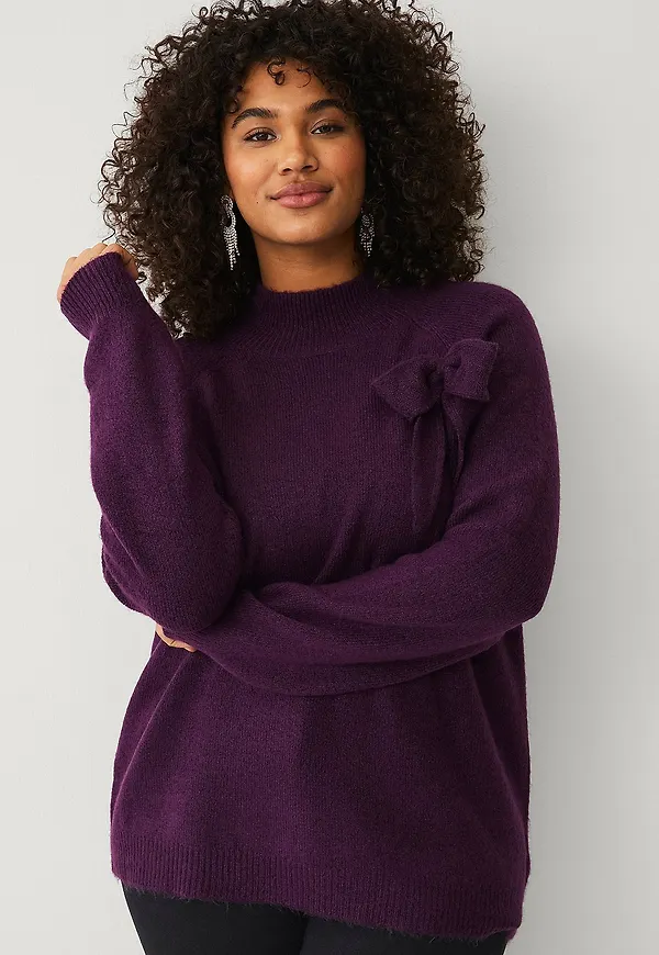 Zizzi - Tröja mAsta L/S Bow Pullover - Lila