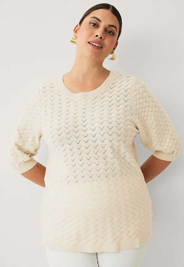 Zizzi - Tröja mElla 1/2 Pullover - Beige