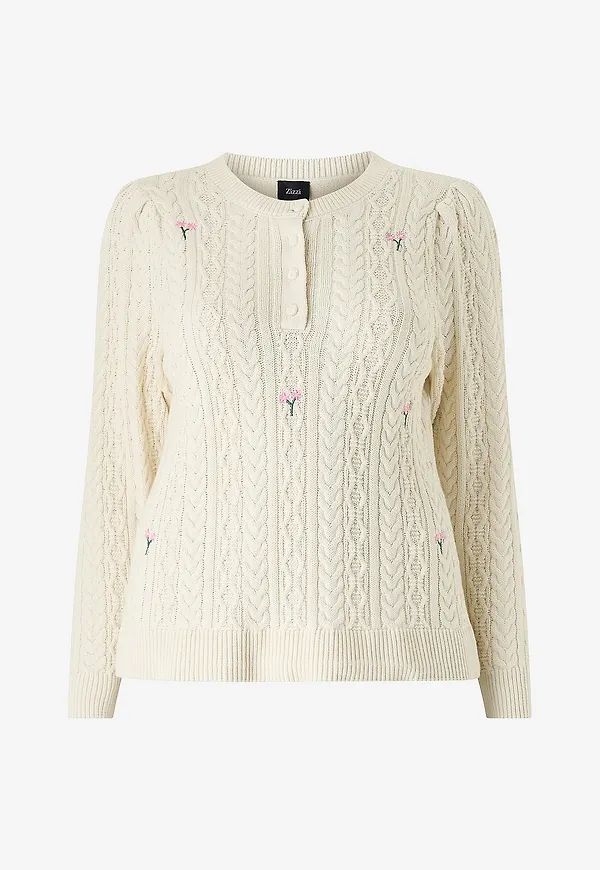 Zizzi - Tröja mElsa L/S Button - Vit