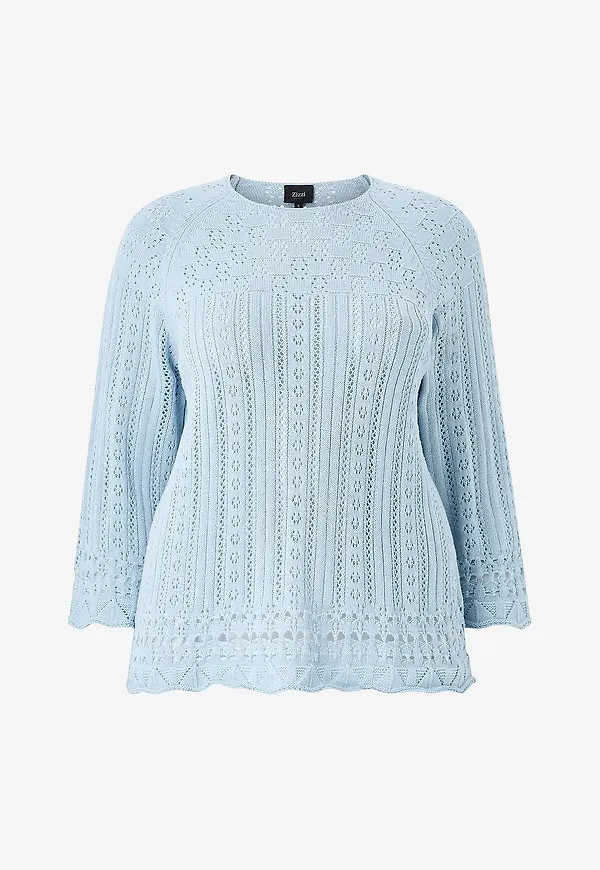 Zizzi - Tröja mEmmi 3/4 Pullover - Blå