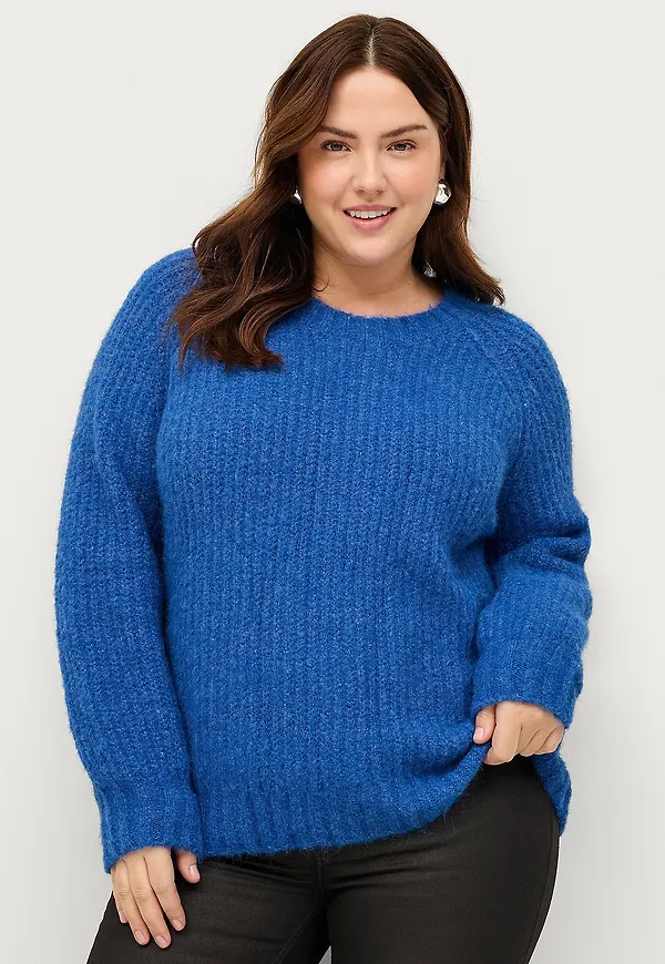 Zizzi - Tröja mFrench L/S Pullover - Blå