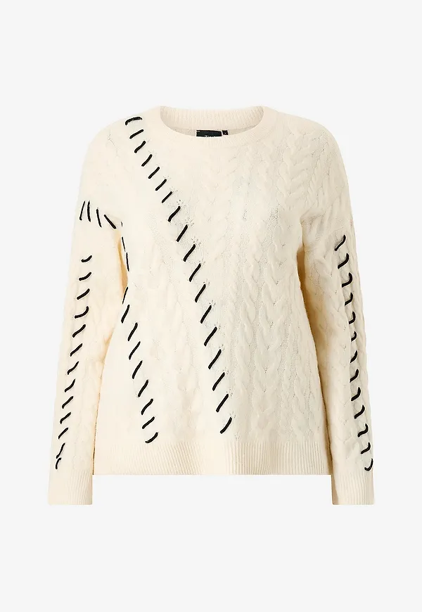 Zizzi - Tröja mLea L/S Pullover - Beige