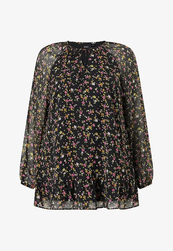 Zizzi - Tunika Cataru, L/S, Tunic - Svart