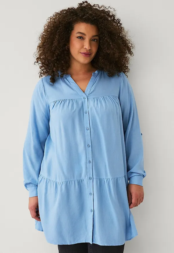 Zizzi - Tunika vFlora L/s Tunic - Blå