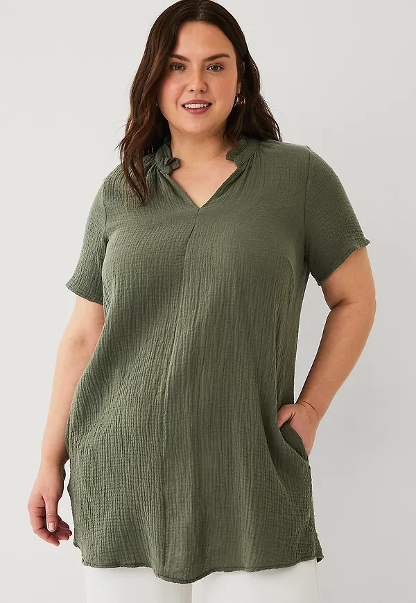 Zizzi - Tunika vVivu S/S Tunic - Grön