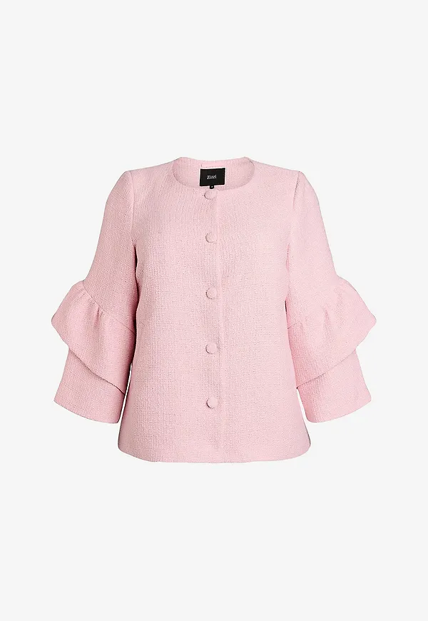 Zizzi - Tweedjacka mBella 7/8 - Rosa