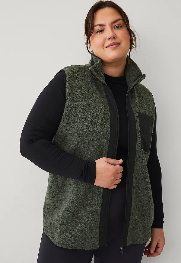Zizzi - Väst aHelia Fleece Waistcoat - Grön