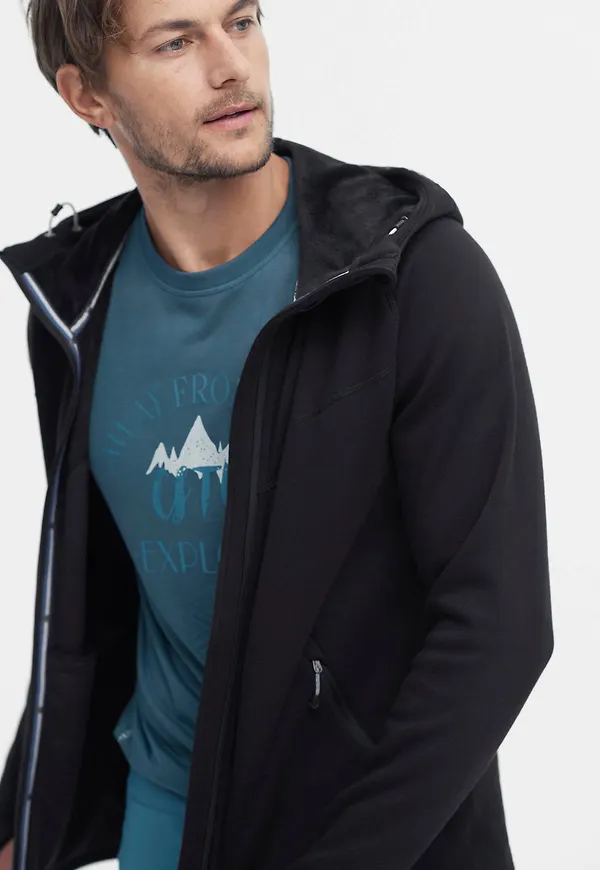 Áhkká - Huvtröja Fleece FZ Hoodie Flatface M - Svart - 4XL