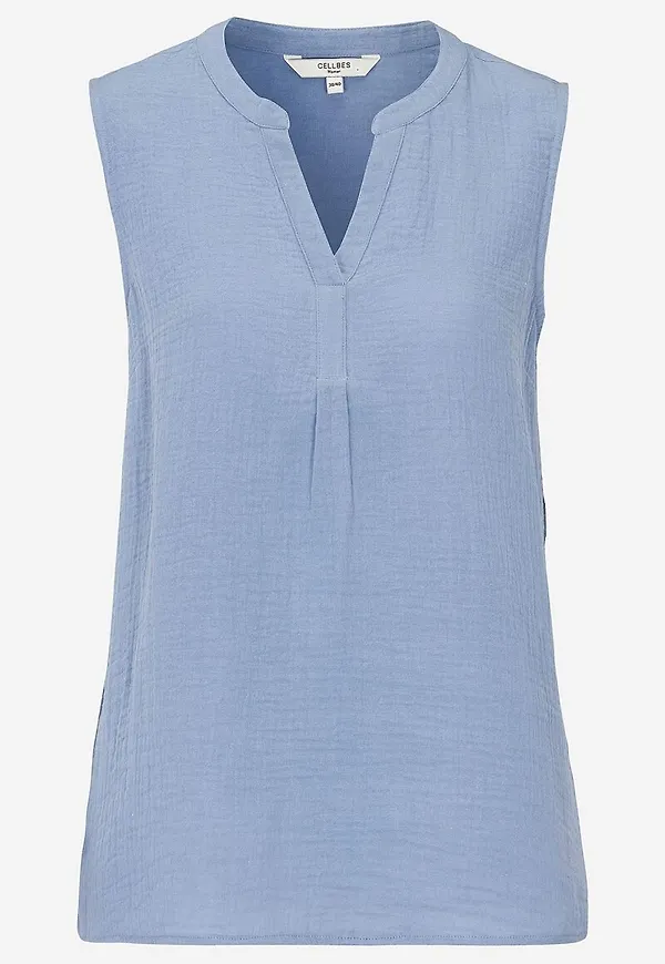 Ärmlös, krinklad blus Patricia